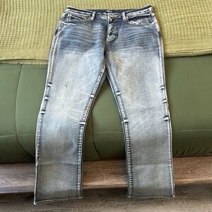 Fashion Nova Men's Slim Straight Distressed Light Wash Jeans